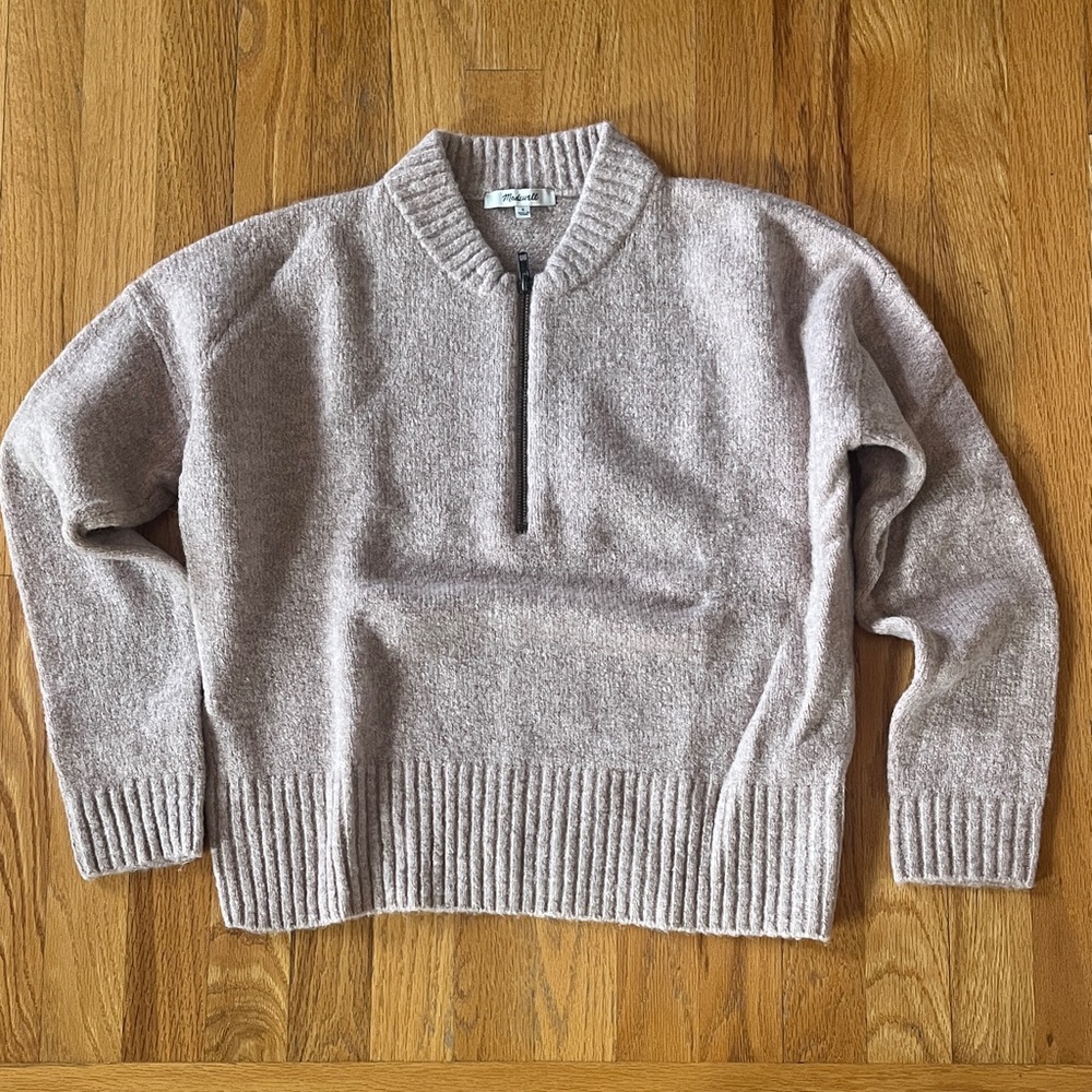 Women's Beige Half-Zip Sweater